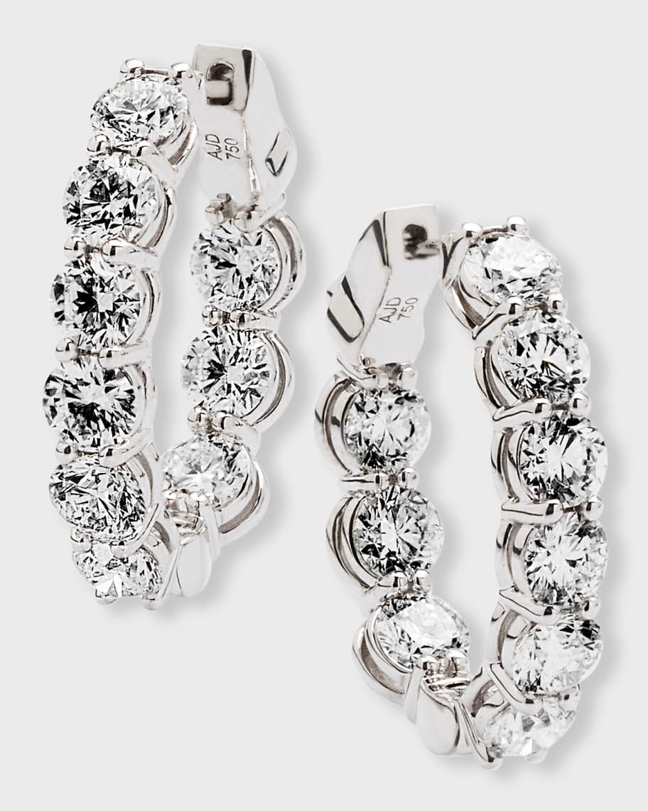 Neiman Marcus Diamonds 18K White Gold Diamond Hoop Earrings, 4.59tcw Neiman Marcus