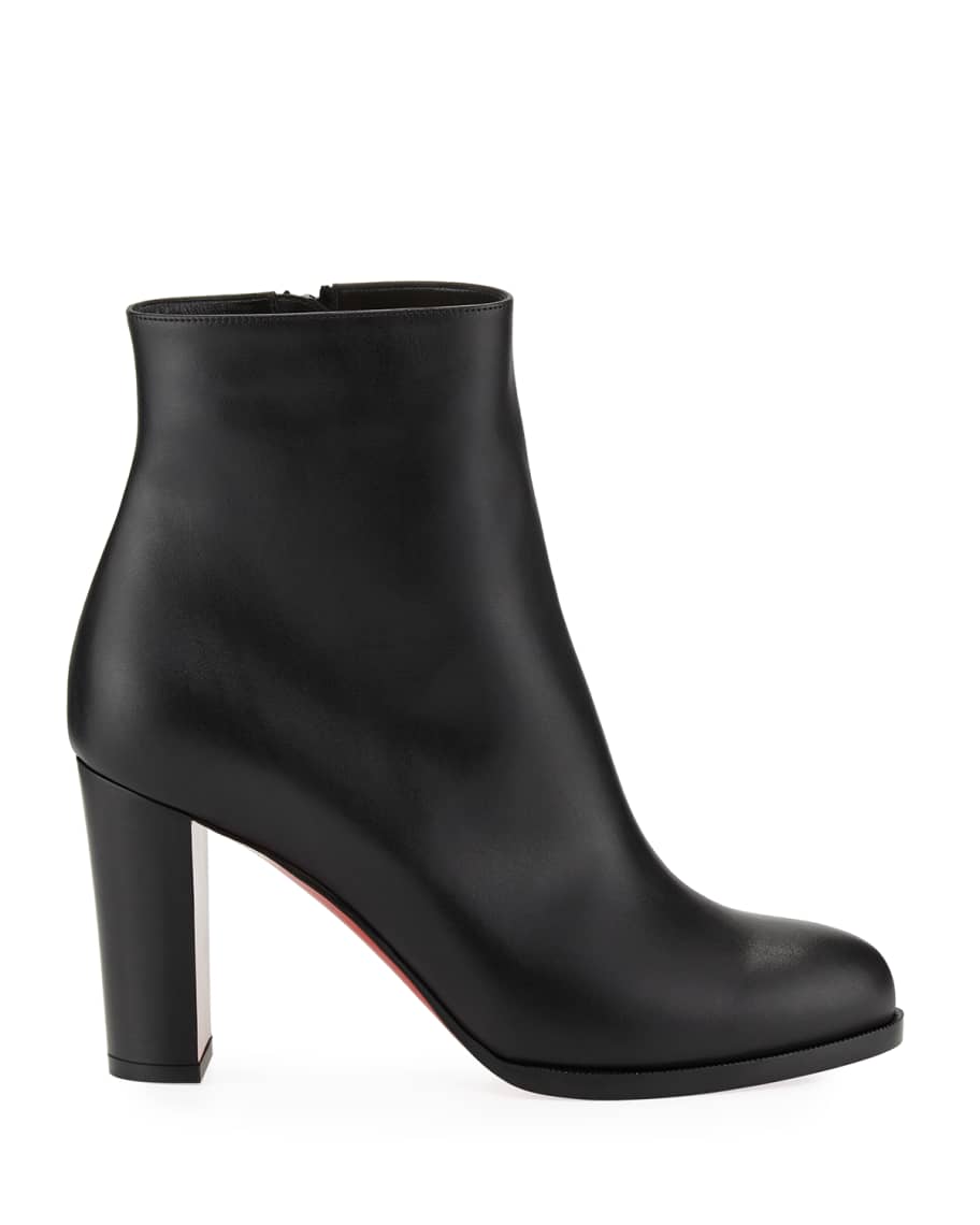 Christian Louboutin Adox Leather Block-Heel Red Sole Boot | Neiman Marcus