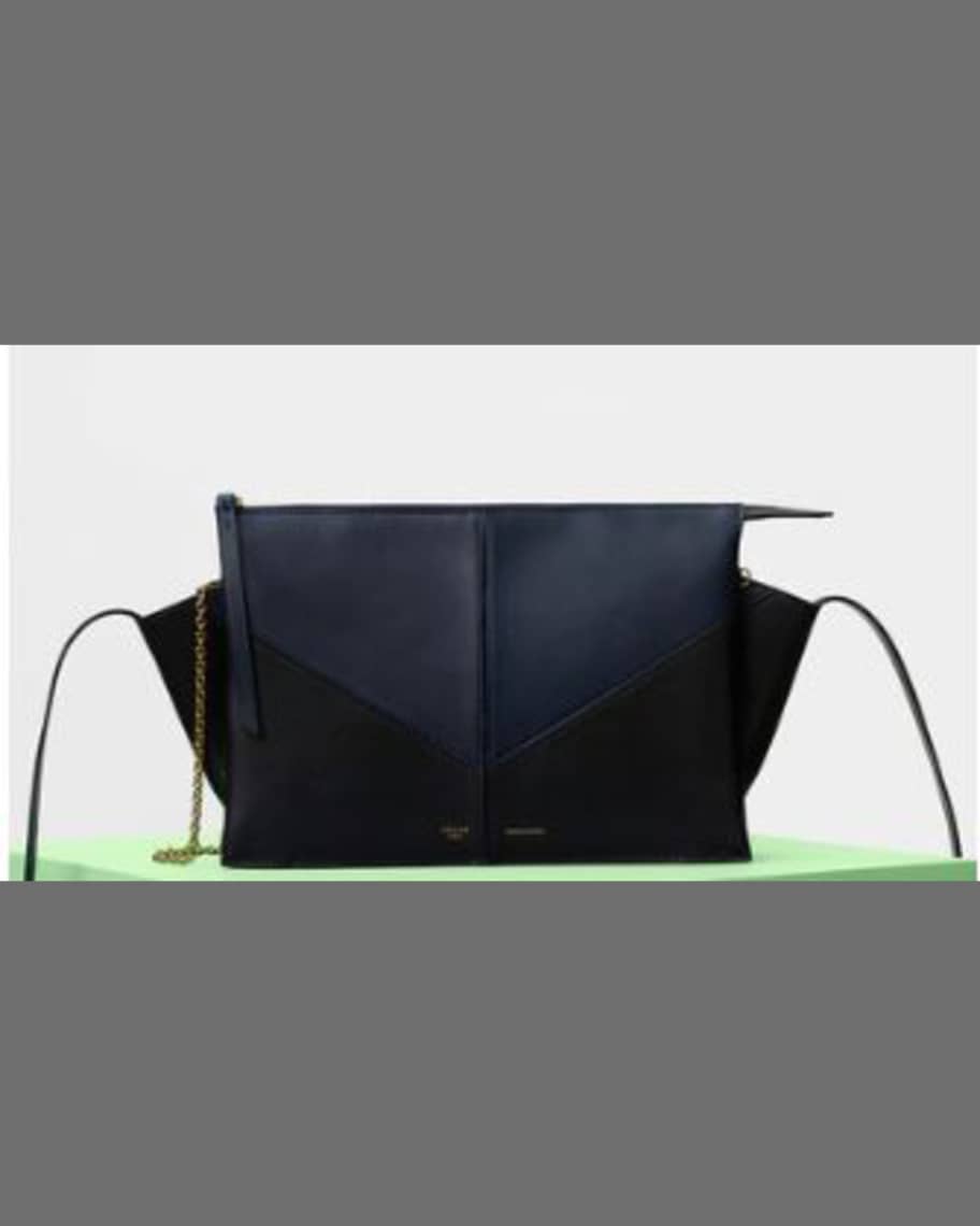 CELINE Folded Clutch Strap Leather Shoulder Bag Black - 15% OFF