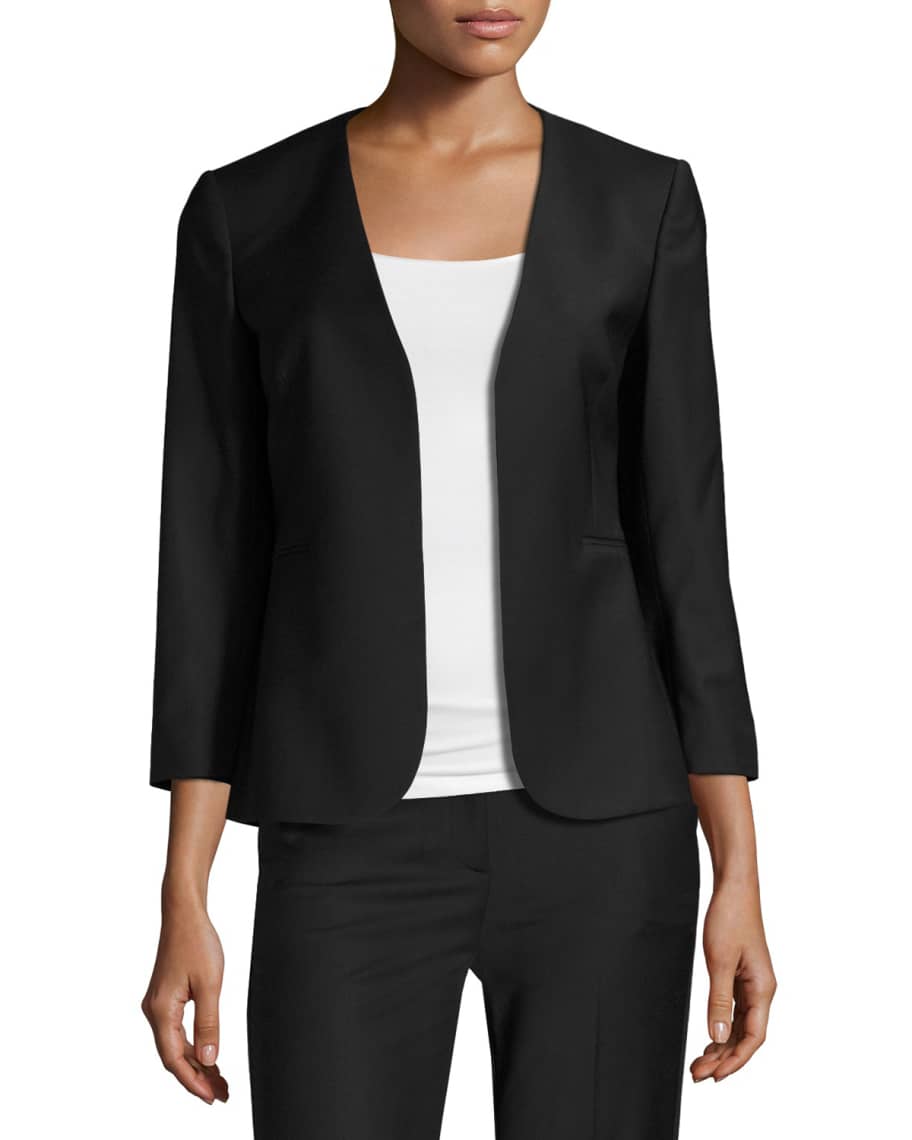 Theory Lindrayia B Continuous Open-Front 3/4-Sleeve Blazer 