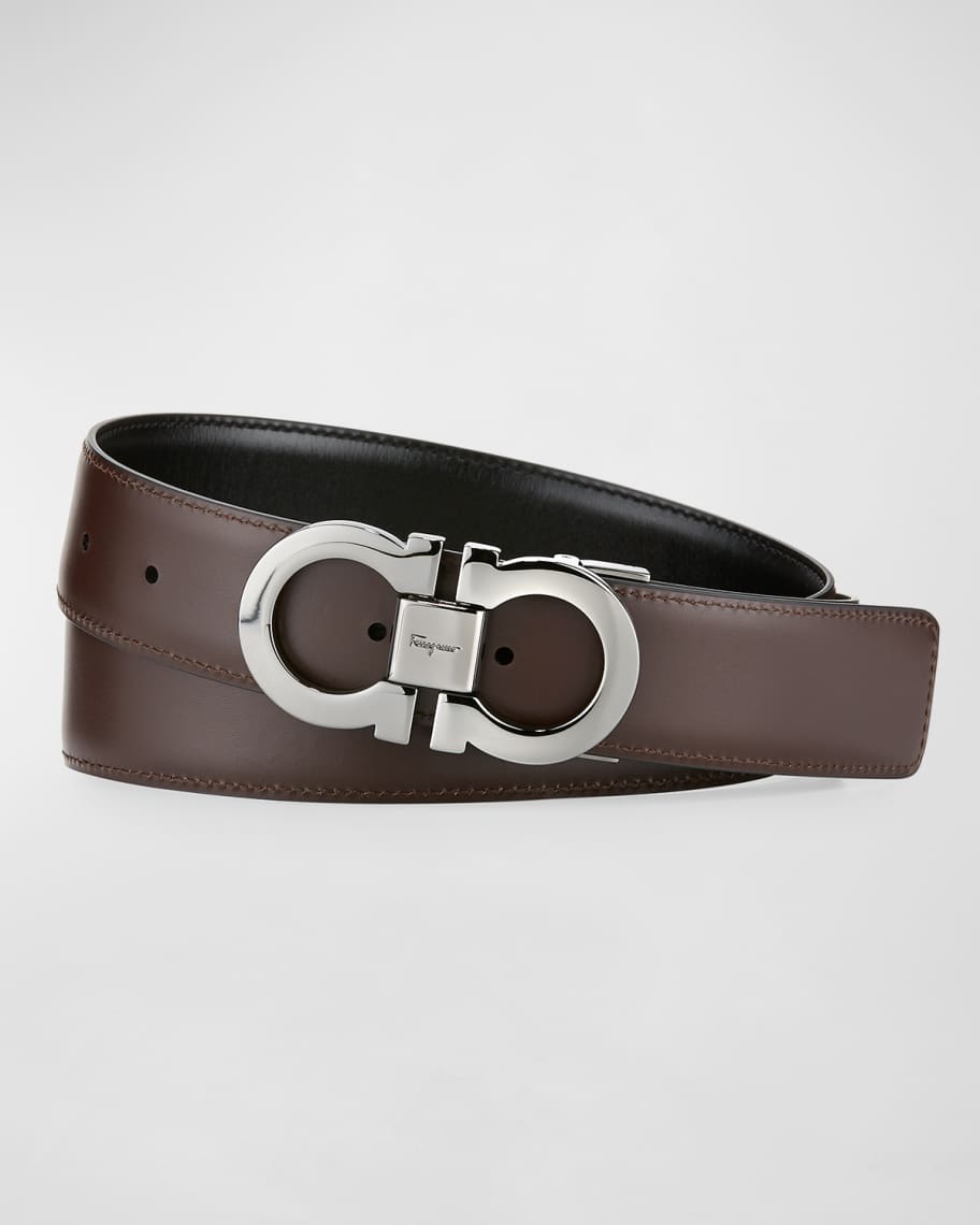 Ferragamo Men's Reversible Leather Double-Gancio Belt | Neiman Marcus