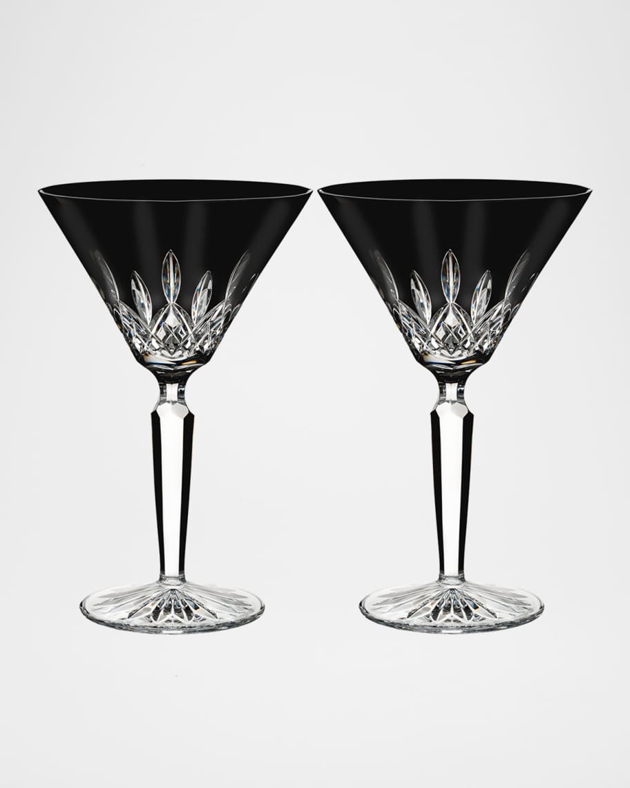 Waterford Crystal Set of 2 Lismore Black Martini Glasses
