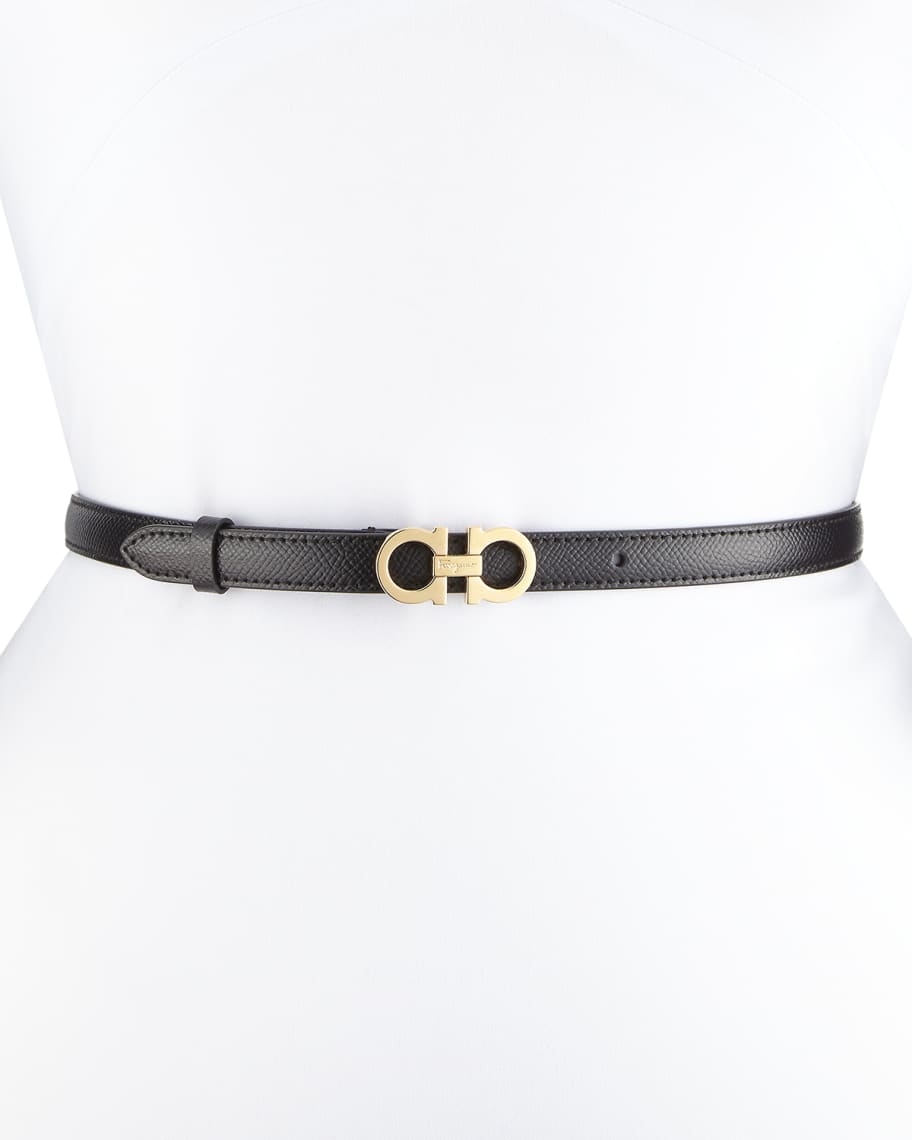 Salvatore Ferragamo Thin Leather Gancini Belt | Neiman Marcus