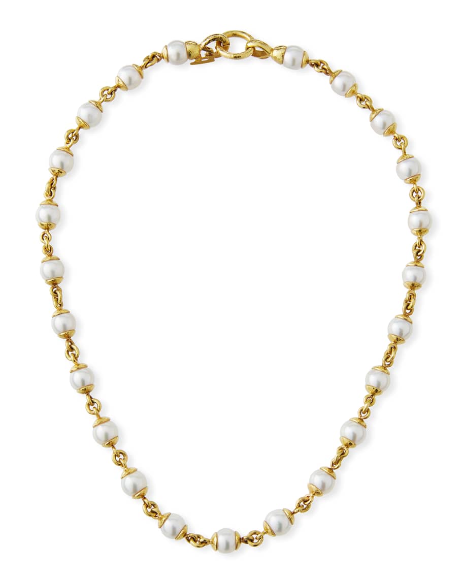 Elizabeth Locke 19k Gold Pearl & Link Necklace | Neiman Marcus