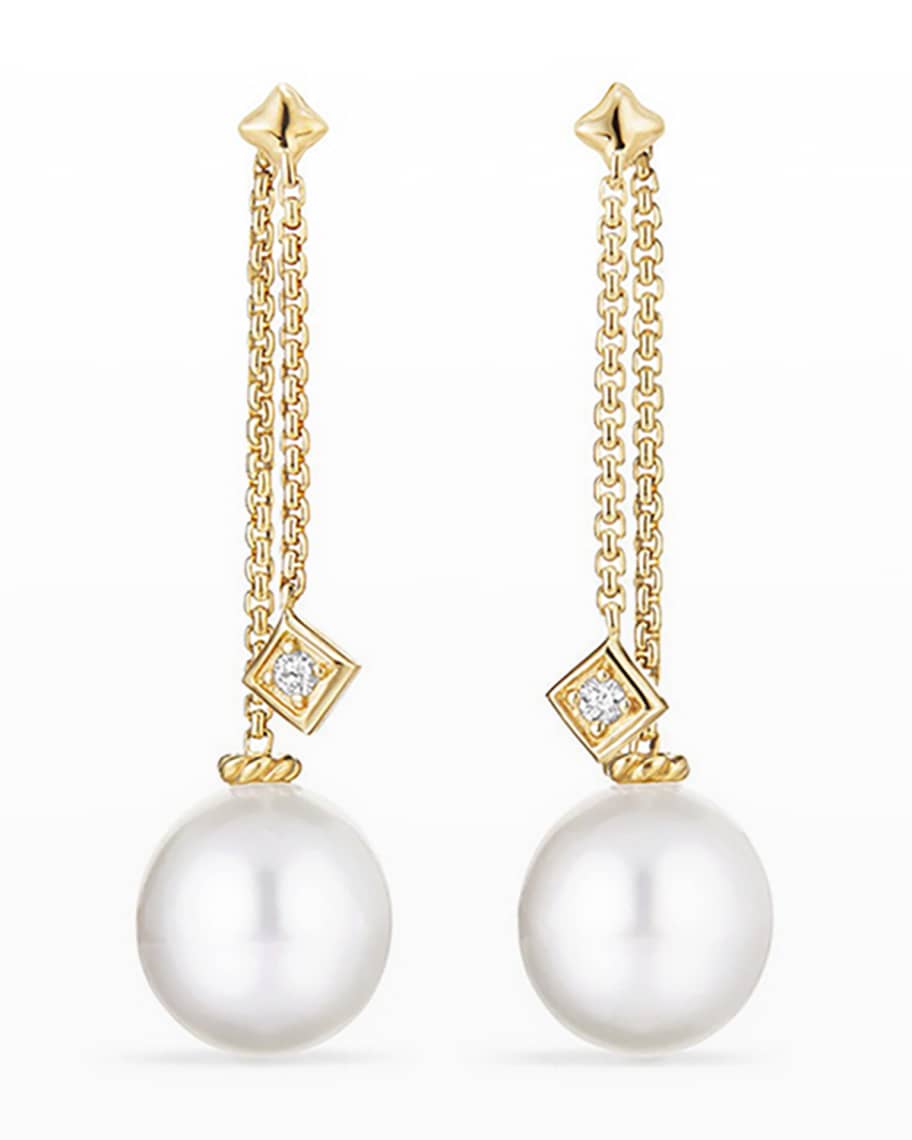 David Yurman Solari White South Sea Pearl & Diamond Chain Drop Earrings ...