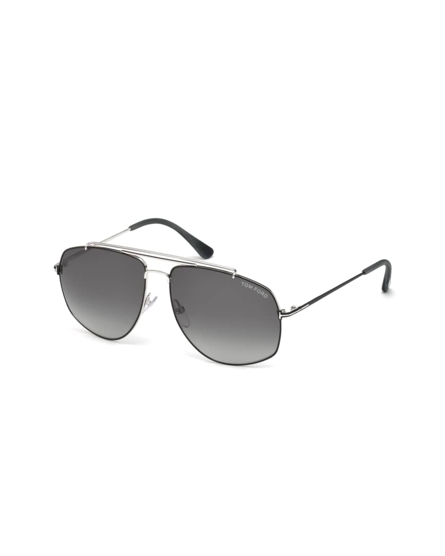 TOM FORD Georges Angular Aviator Sunglasses, Silver | Neiman Marcus