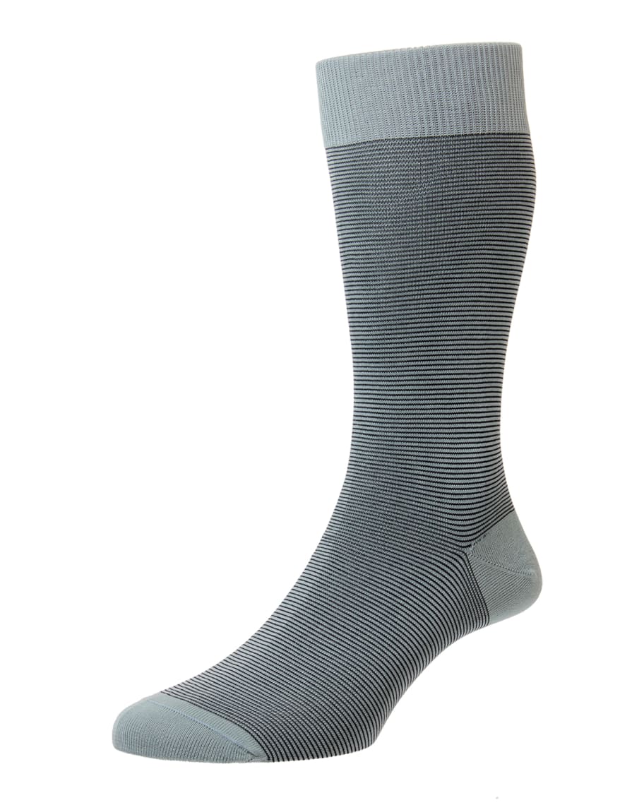 Pantherella Men's Micro-Stripe Socks | Neiman Marcus