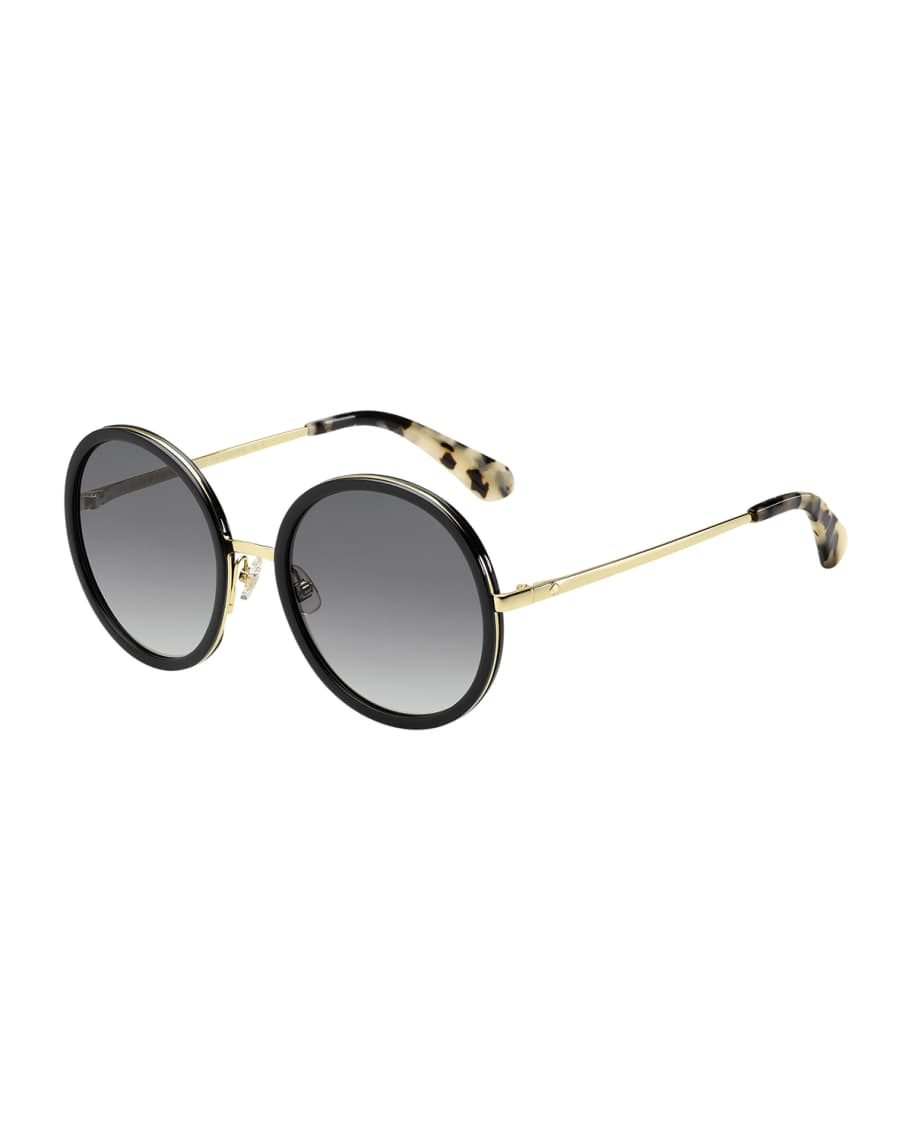 kate spade new york lamonica round sunglasses, black Neiman Marcus