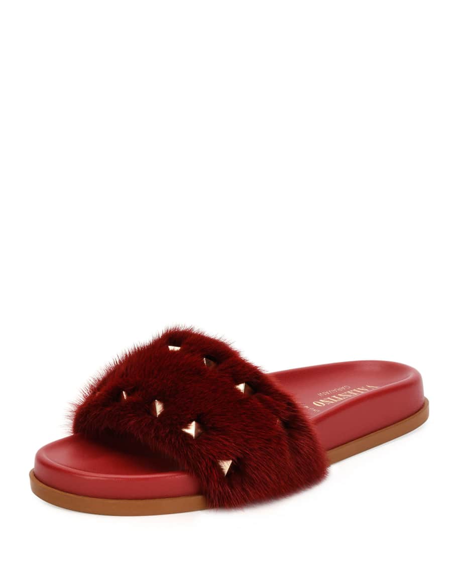Valentino mink fur slides deals