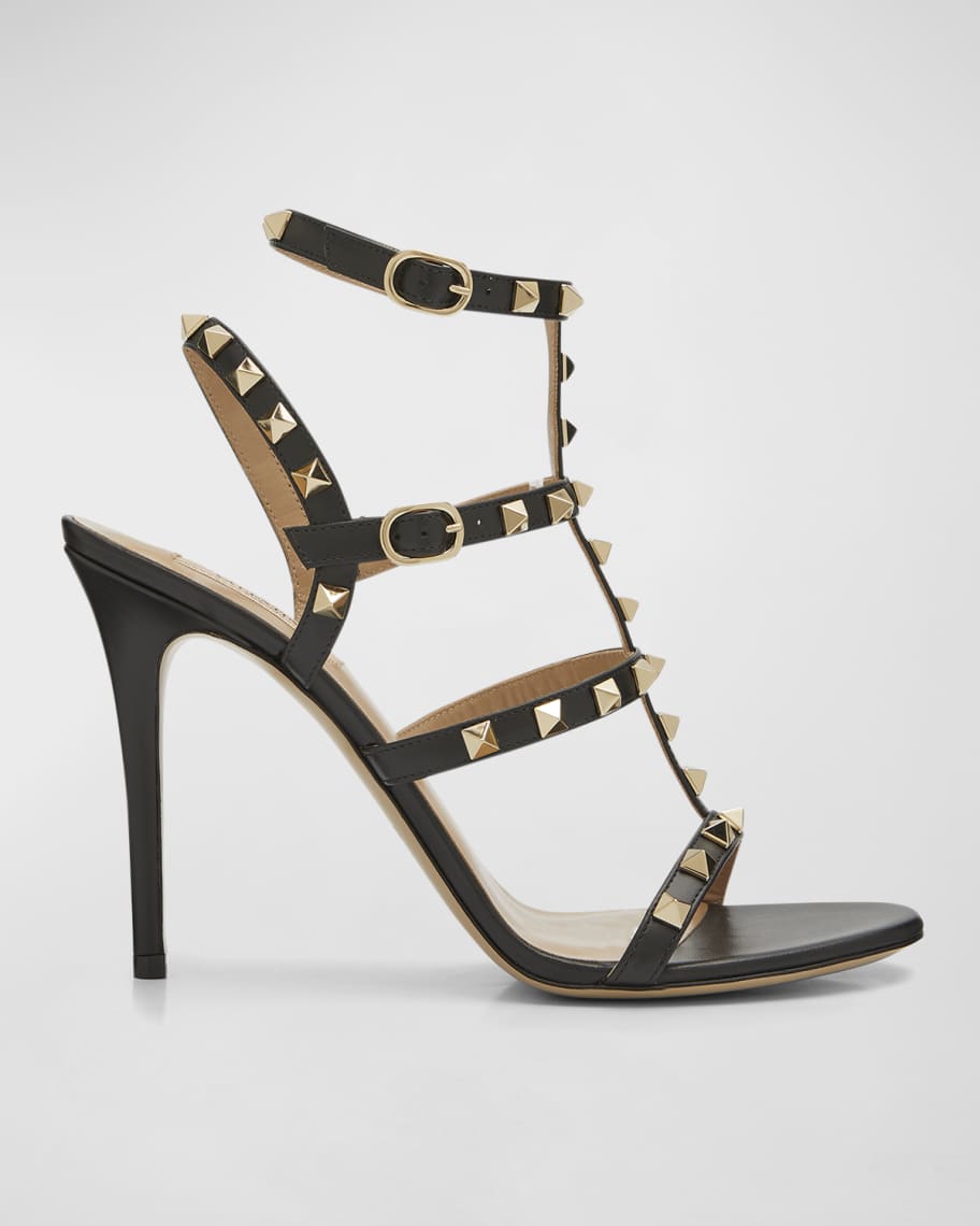 Valentino Garavani Caged Leather High-Heel Sandals | Neiman Marcus