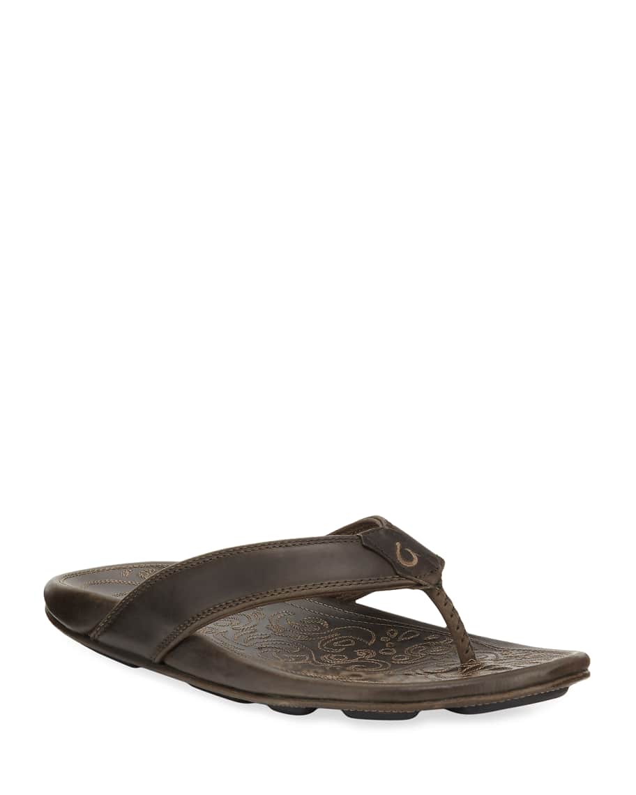 Olukai Waimea Leather Thong Sandals Neiman Marcus