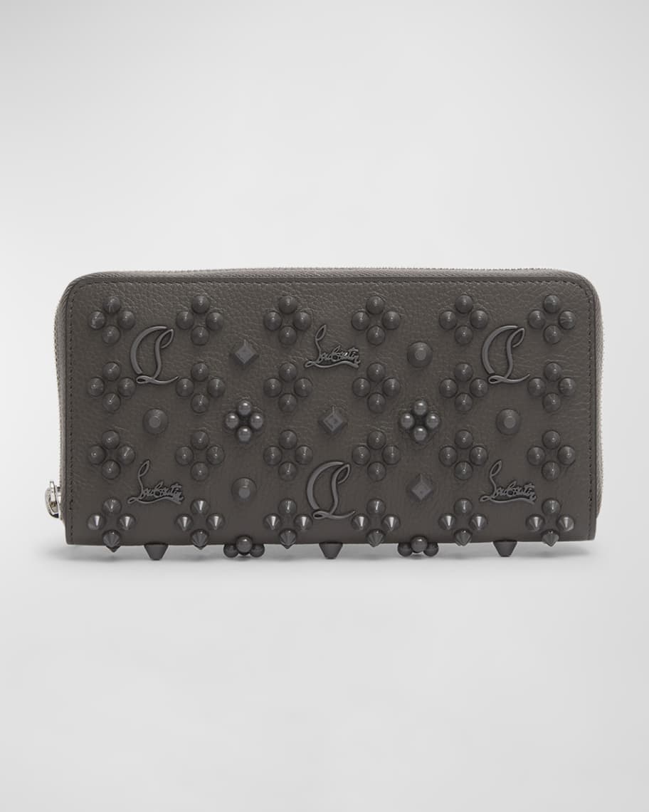 CHRISTIAN LOUBOUTIN: Panettone wallet with studs all over - Black 1