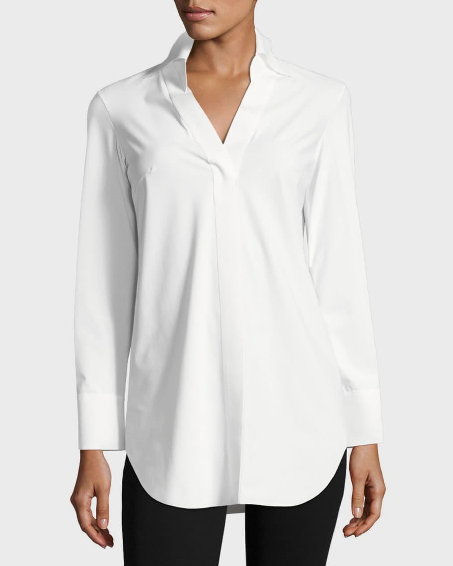 Chiara Boni La Petite Robe Atena Spread-Collar Stretch Jersey Shirt ...