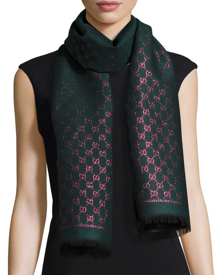 Gucci metallic gg wool scarf 2025