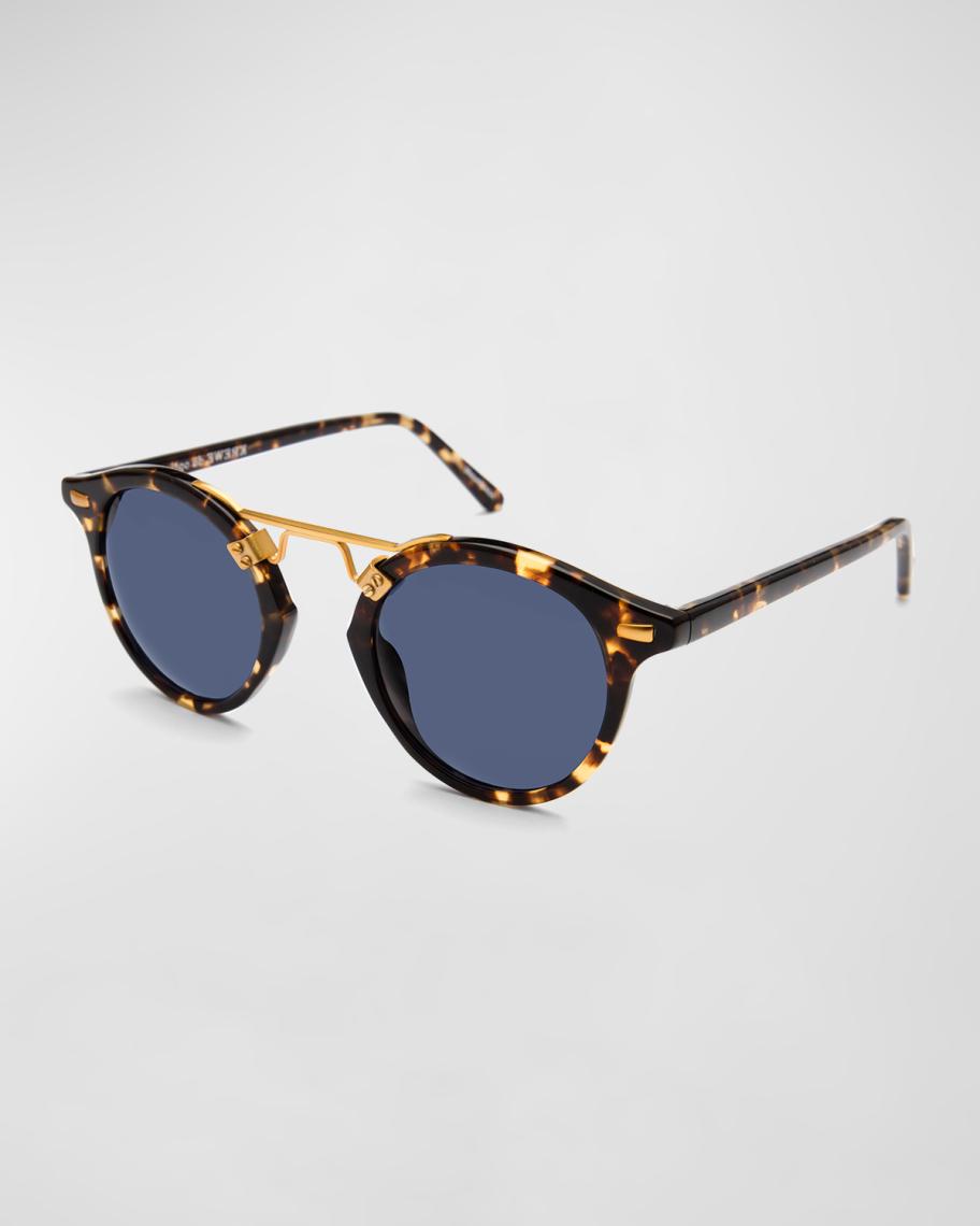 KREWE St. Louis Round Polarized Sunglasses, Blue/Brown  display picture 2