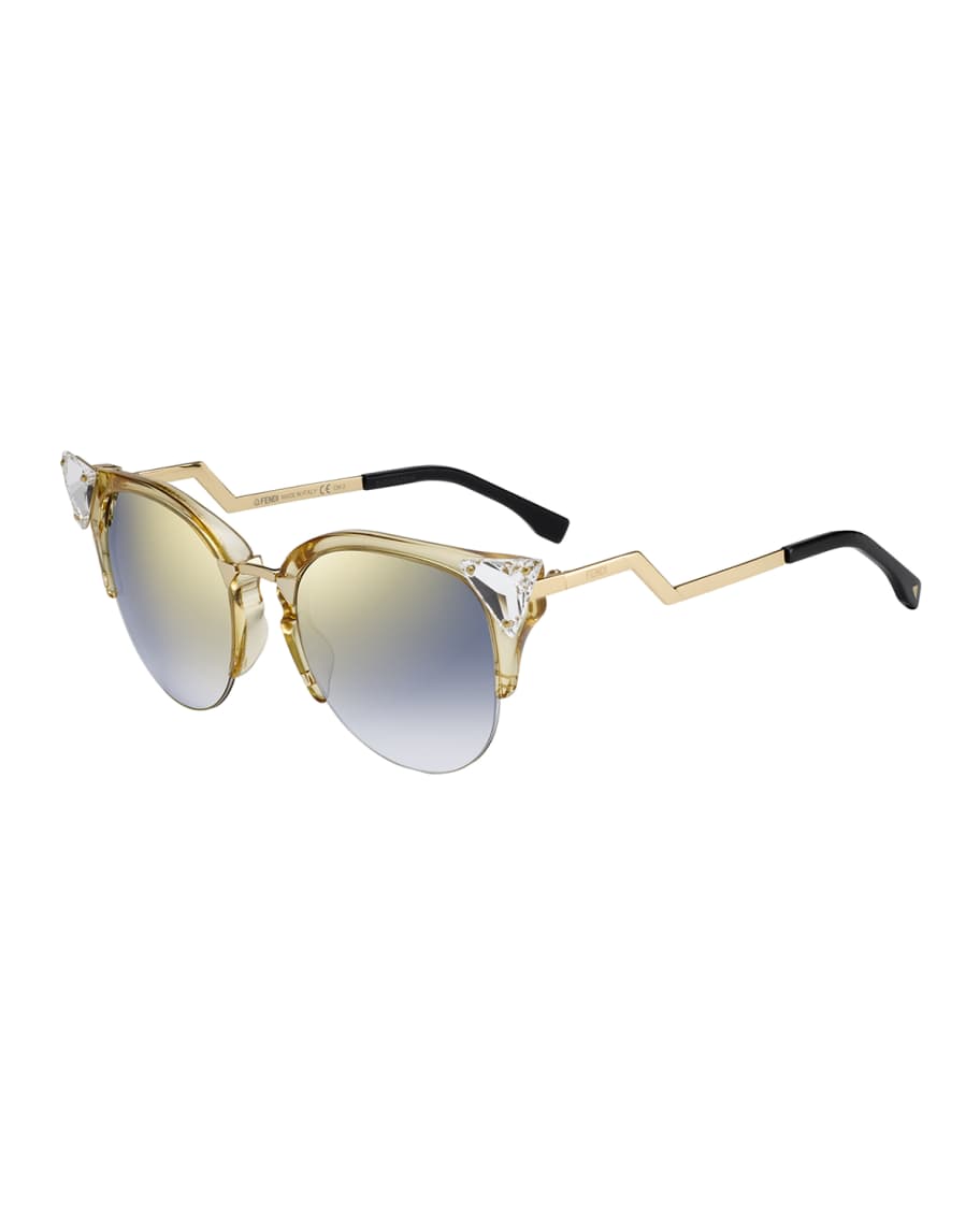 Fendi Iridia Cat-Eye Crystal-Tip Sunglasses Neiman Marcus