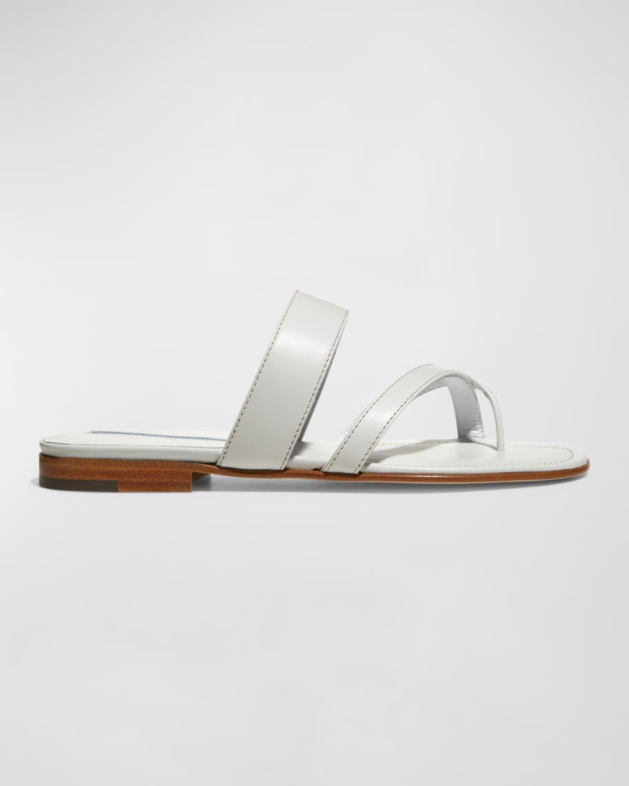 Manolo Blahnik Susa Flat Leather Sandals | Neiman Marcus