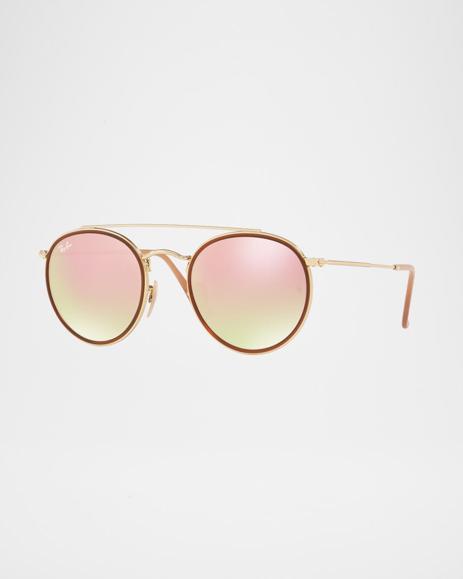 Ray-Ban Round Double-Bridge Flash Sunglasses | Neiman Marcus