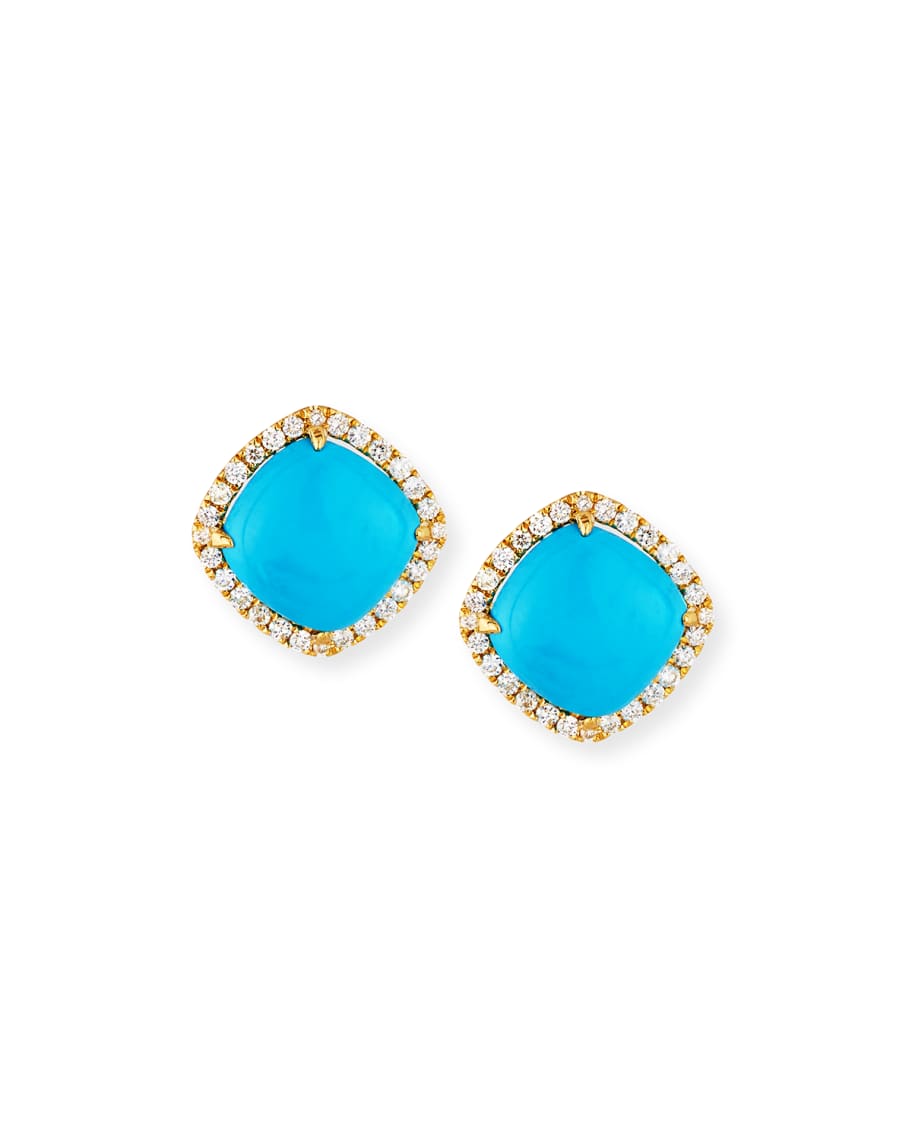 Frederic Sage 18K Gold Turquoise & Diamond Stud Earrings | Neiman Marcus