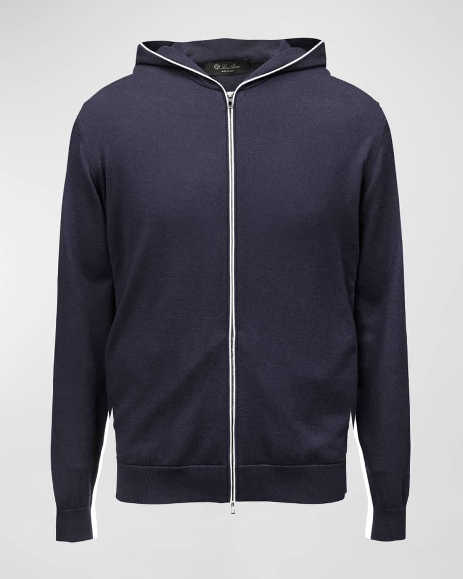 Loro Piana Cashmere-Cotton Zip-Front Hoodie | Neiman Marcus