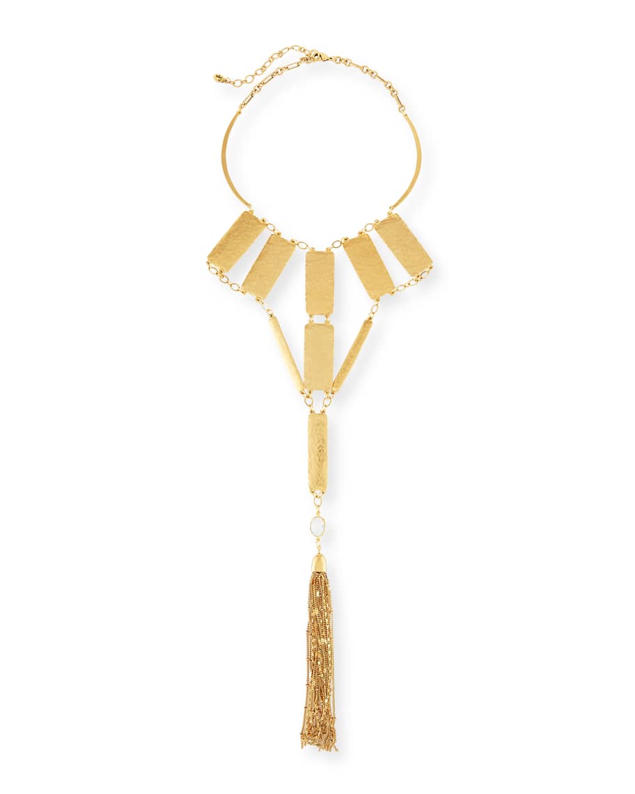 Sequin Bold Hammered Golden Statement Necklace | Neiman Marcus