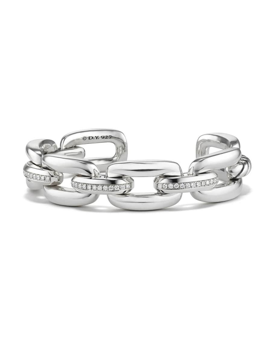 David Yurman Wellesley Sterling Silver Chain Bracelet with Diamond ...