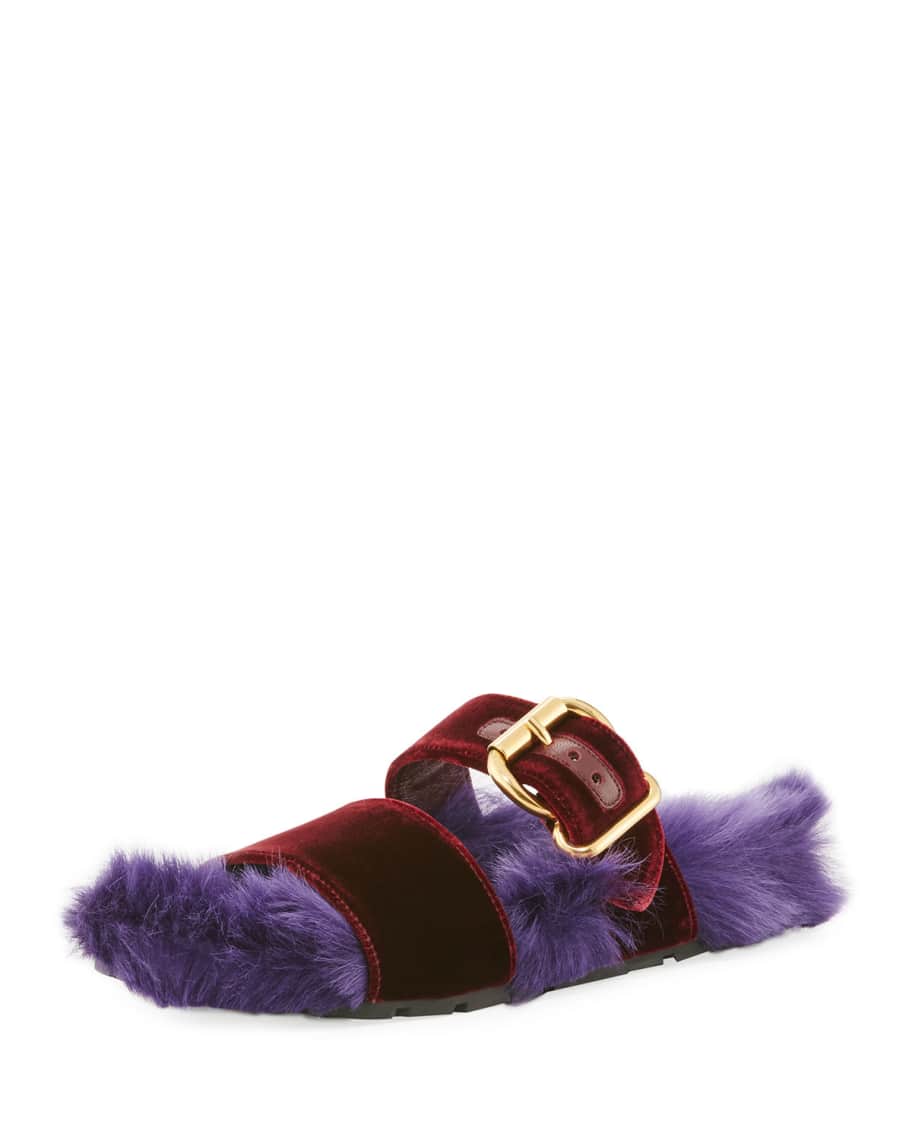 Prada fur sandals clearance