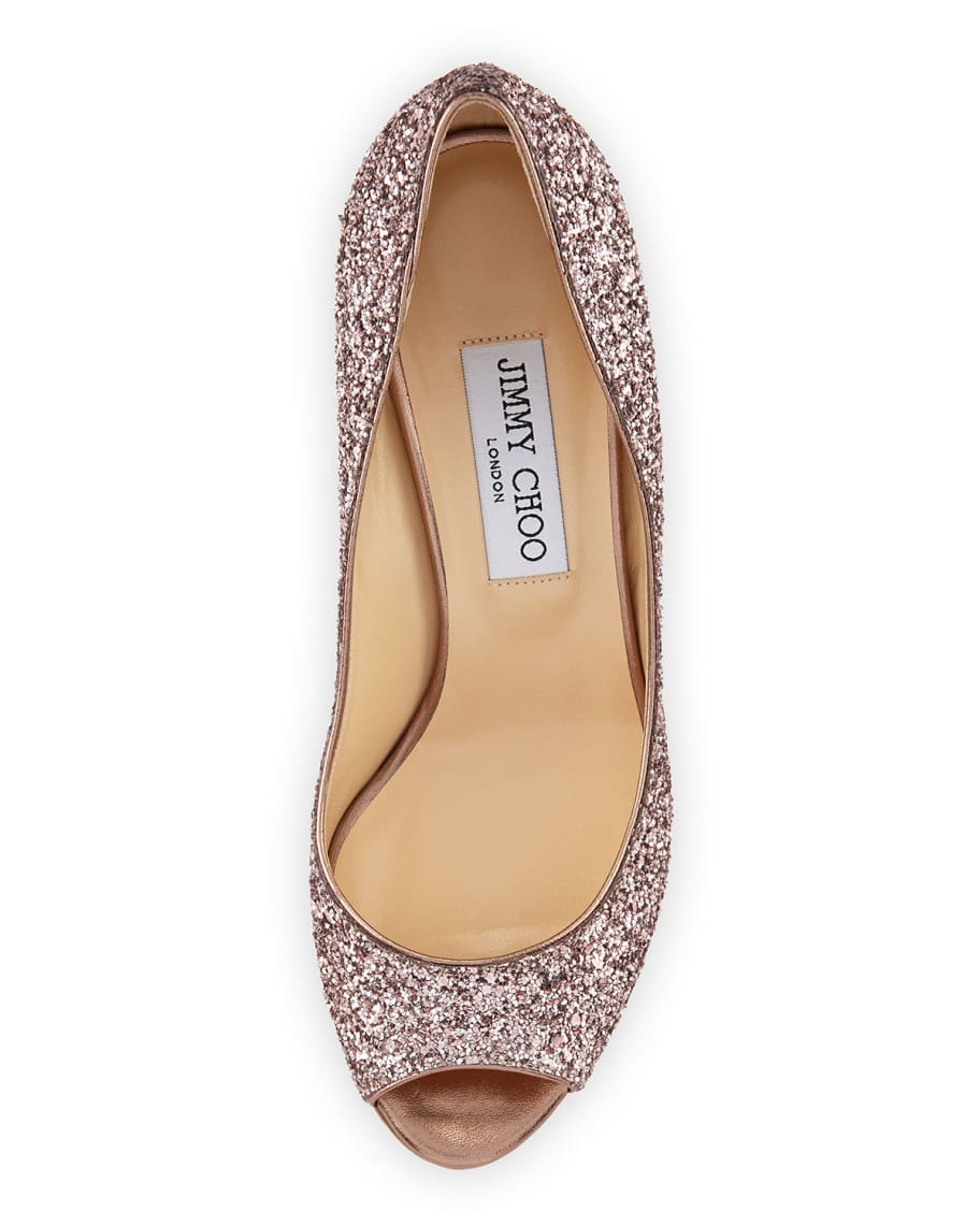 Jimmy Choo Baxen Glitter Peep Toe Wedge Pump Neiman Marcus
