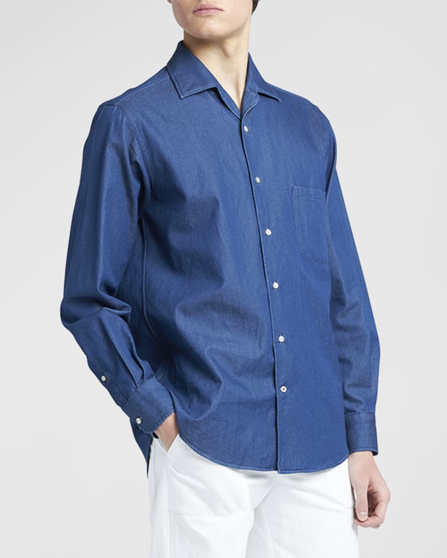 Loro Piana Andre Denim Sport Shirt Neiman Marcus