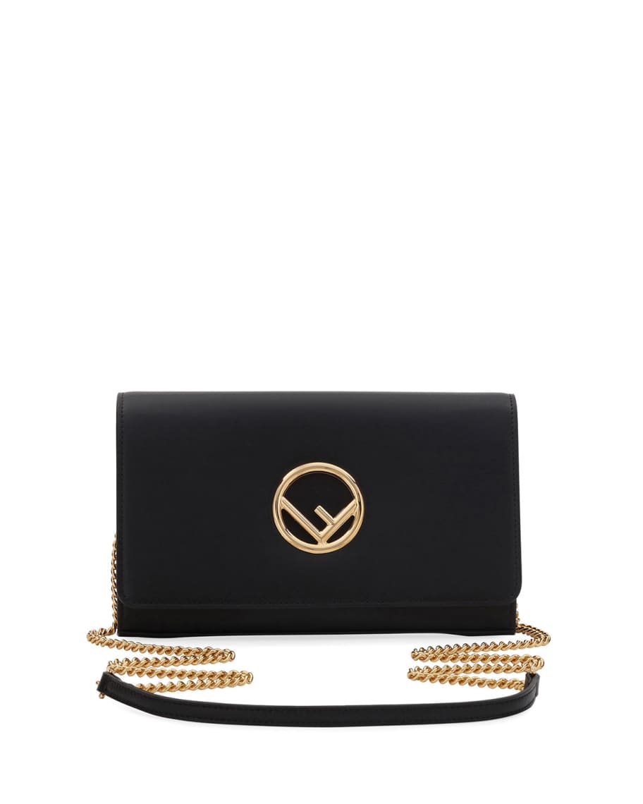 Fendi F Seal Leather Wallet on a Chain | Neiman Marcus