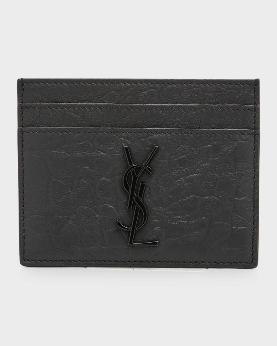 YSL Monogram Croc Embossed Leather Card Case