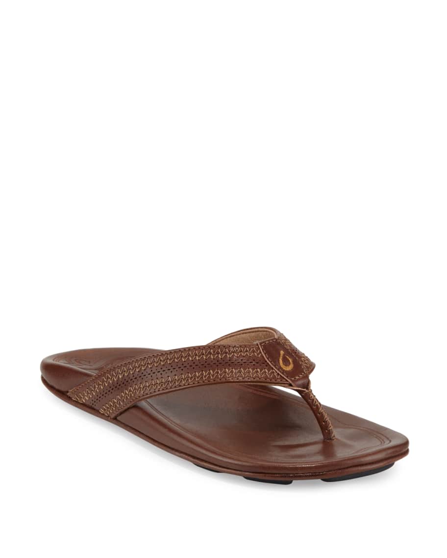 Olukai Po'okela Leather Thong Sandals | Neiman Marcus