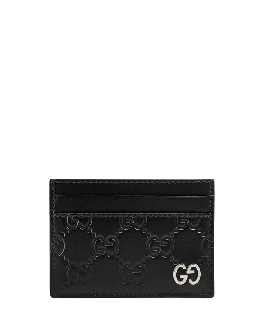 Gucci man short wallet GG buckle black leather