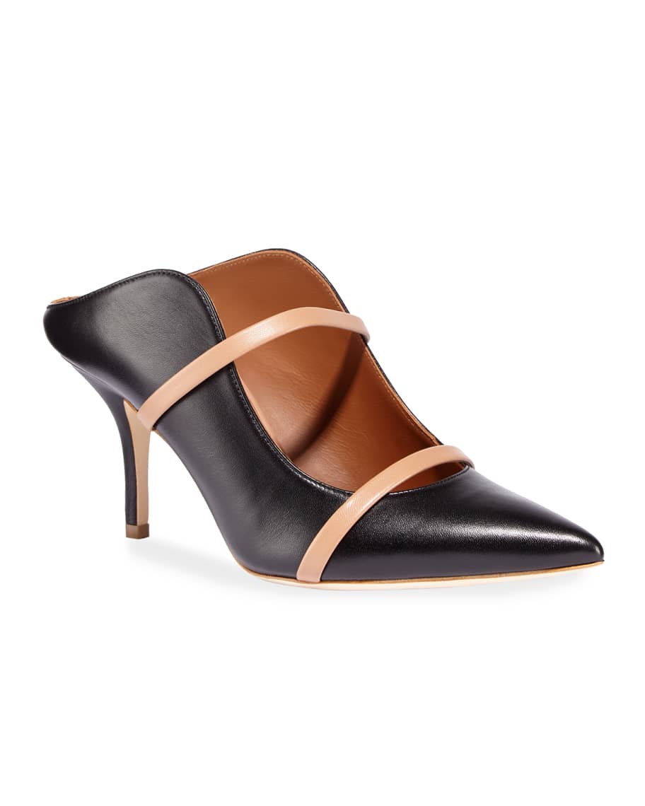 Malone Souliers Maureen 70mm Napa Leather Two-Strap Mules | Neiman Marcus