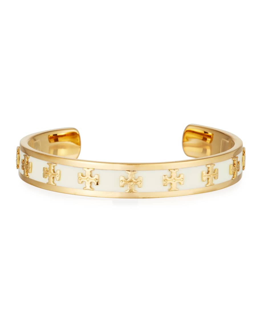 Tory Burch Slim Raised Logo Enamel Cuff Bracelet Neiman Marcus