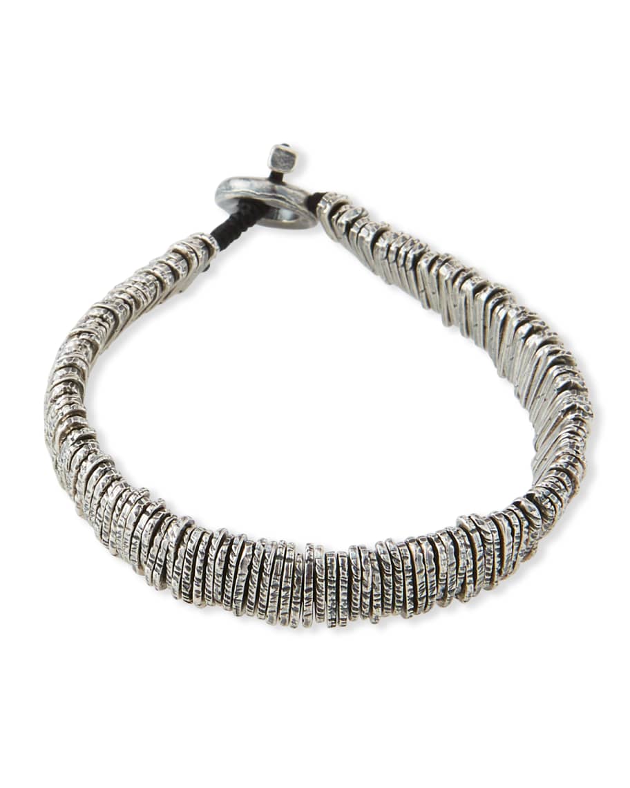 M. Cohen Men's Distressed Silver Barcode Bracelet | Neiman Marcus
