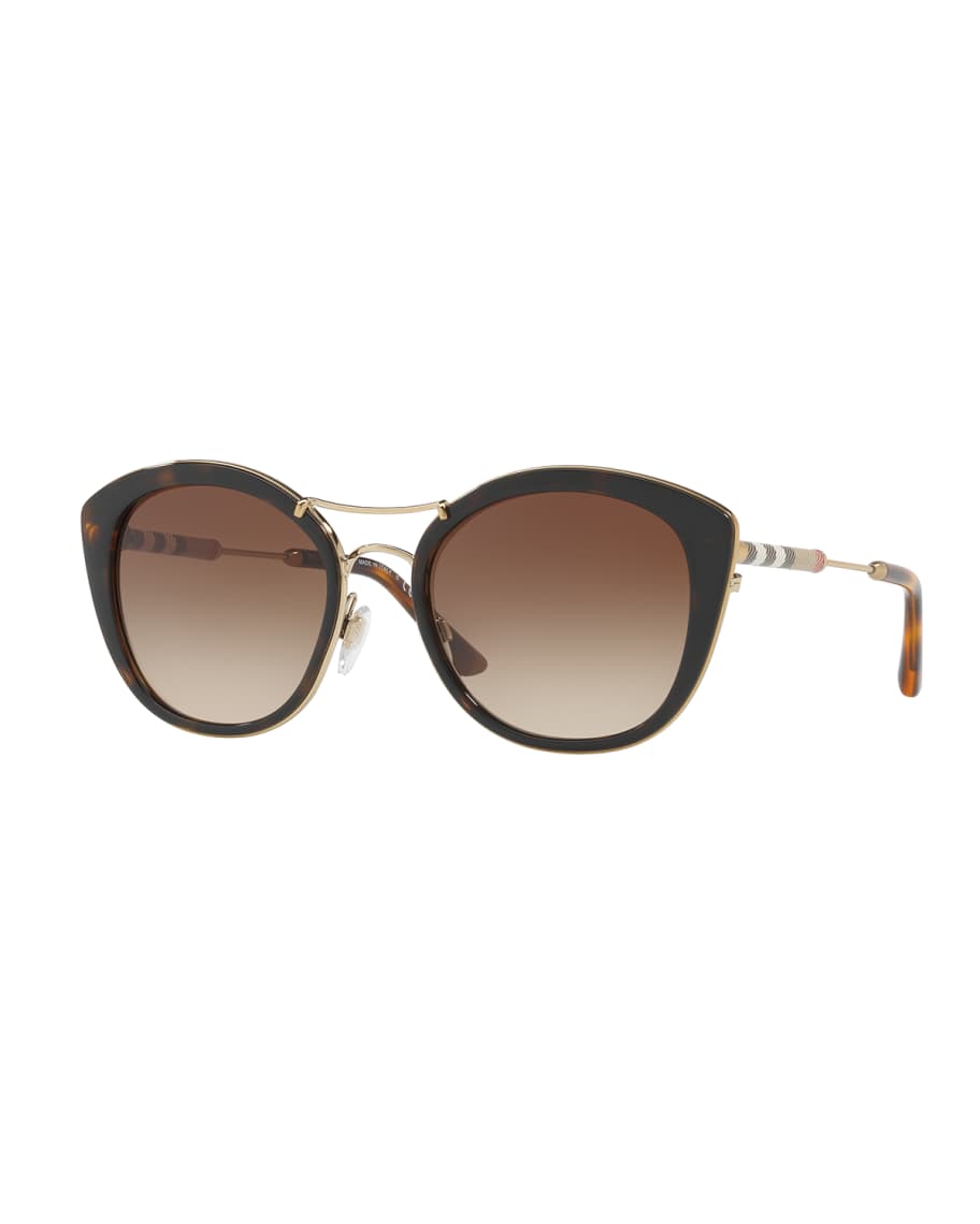 Burberry Round Sunglasses with Metal Trim | Neiman Marcus