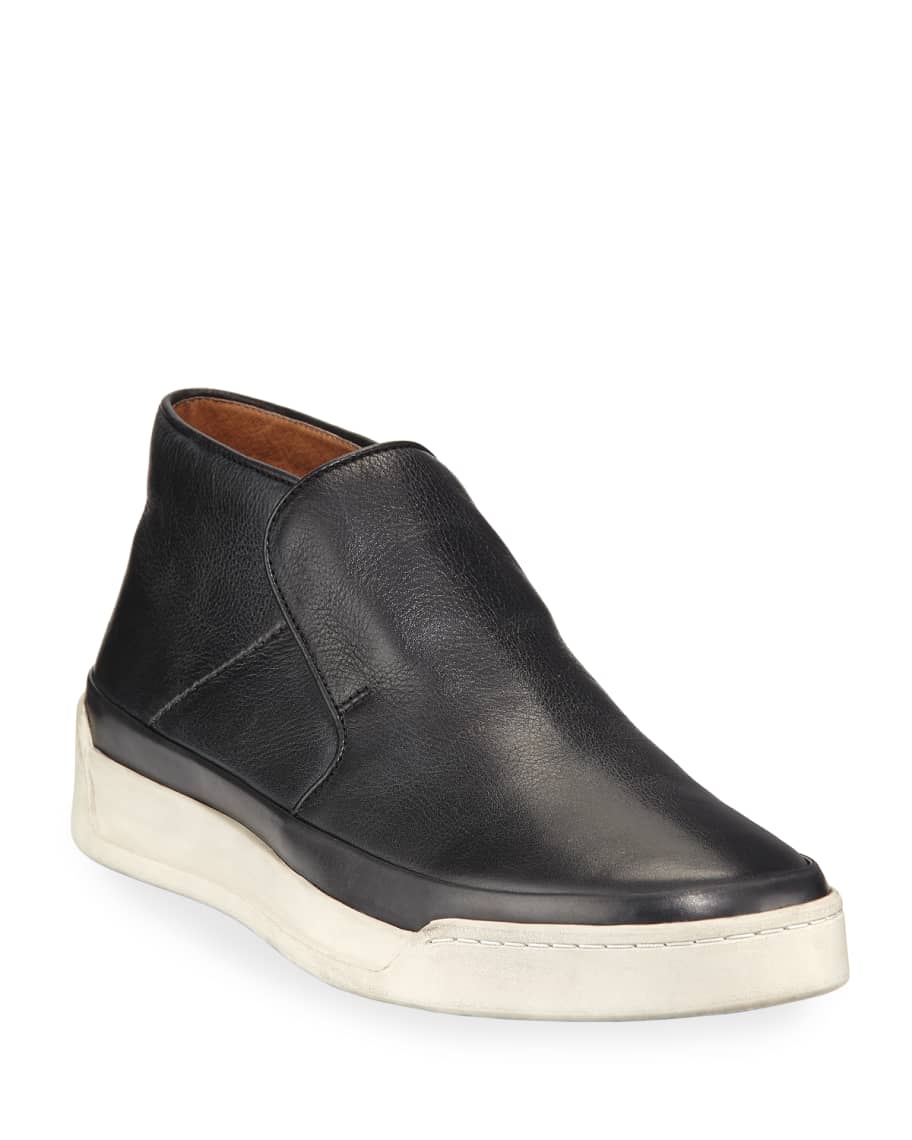 John Varvatos Men s Remy Leather Mid Top Slip On Sneakers Neiman