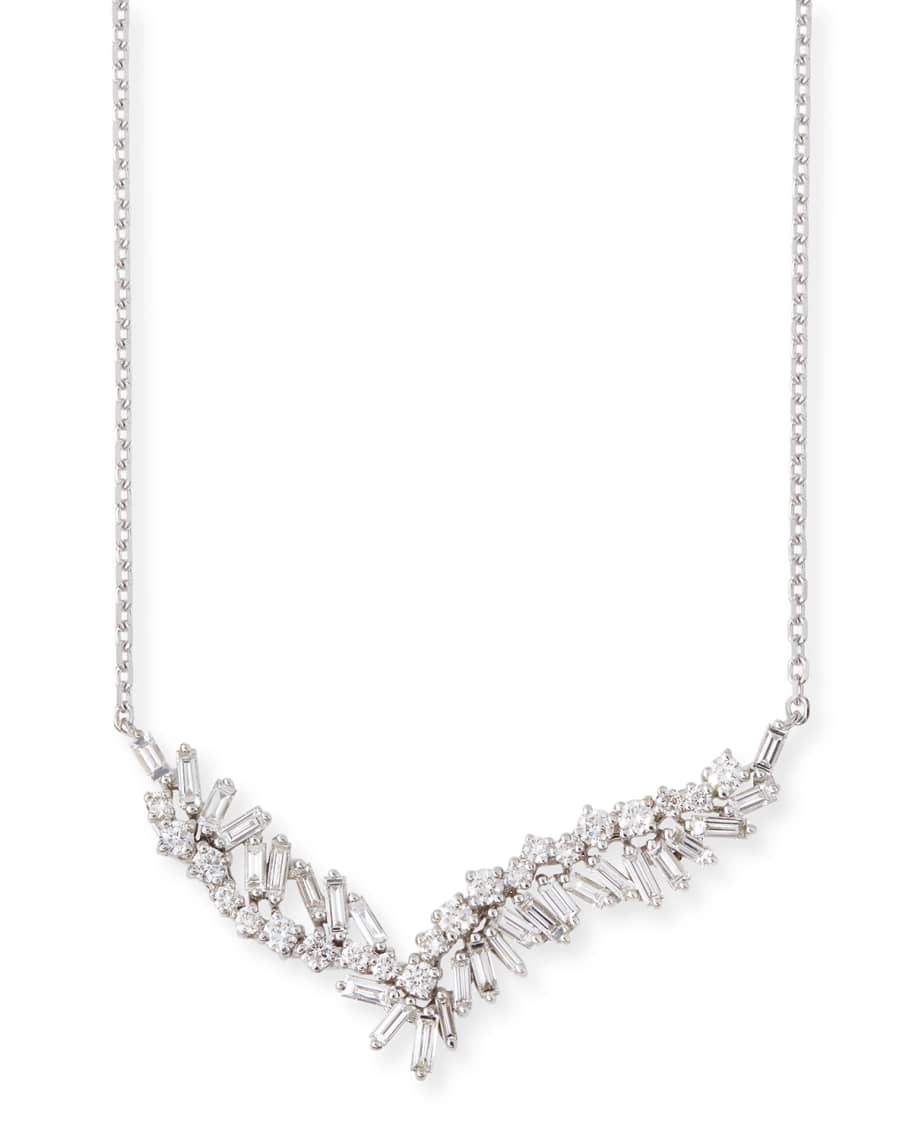 Suzanne Kalan Baguette & Round Diamond Pendant Necklace in 18K