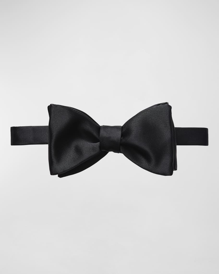 Eton Black Silk Satin Ready-Tied Bow Tie | Neiman Marcus