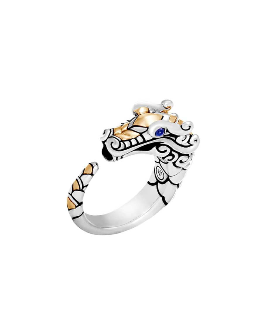 John Hardy Legends Naga 18K Gold & Silver Ring with Blue Sapphire Eyes ...