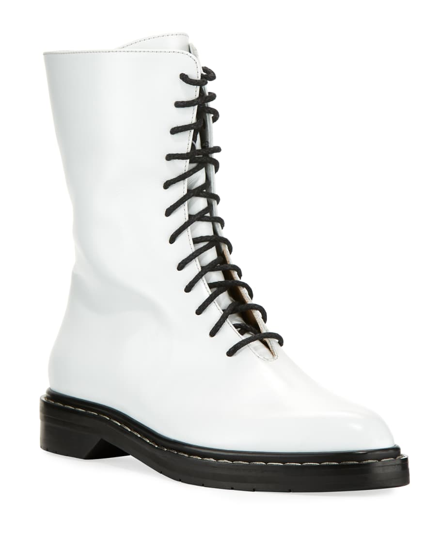 The row fara leather combat boots top