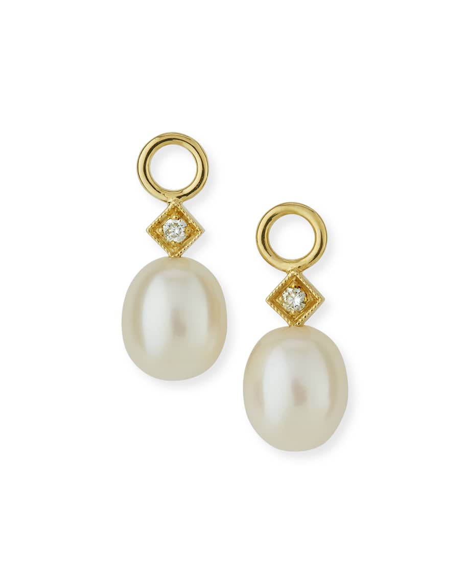 Jude Frances White Pearl Briolette Earring Charms Neiman Marcus