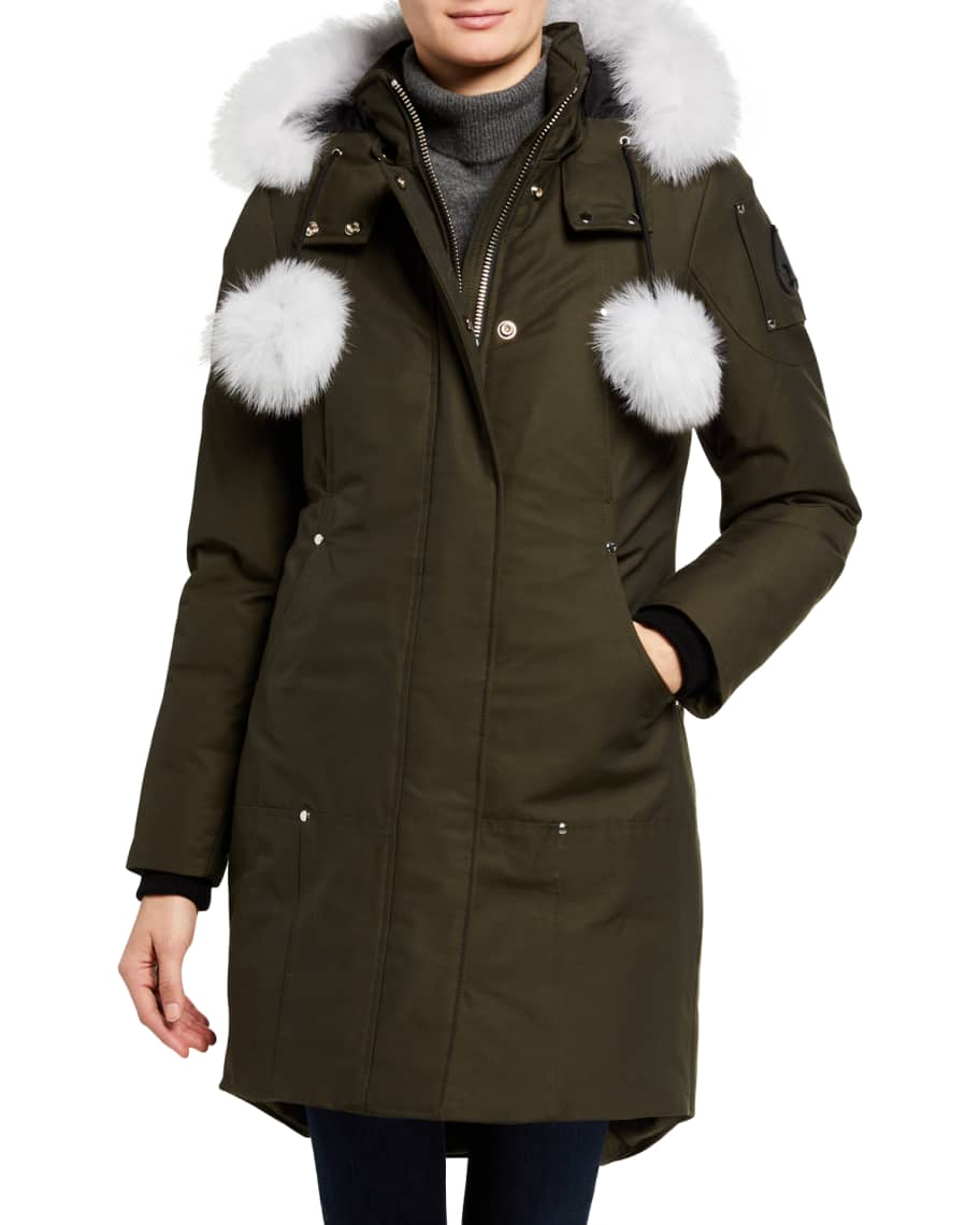Moose Knuckles Stirling Hooded Parka Jacket w/ Fur Collar | Neiman Marcus