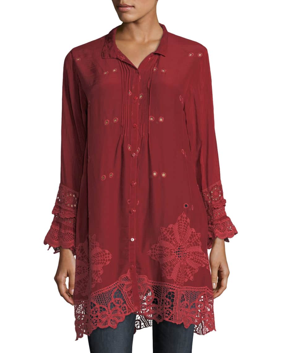 Johnny Was Wynne Scalloped Long Tunic | Neiman Marcus