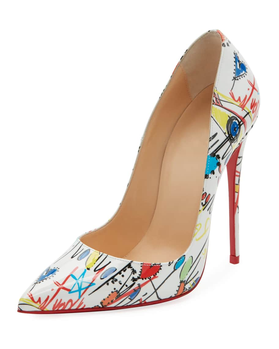 NIB Christian Louboutin AUTOGRAPHED ART SIGNED GRAFFITI So Kate Pointed  Pumps 37