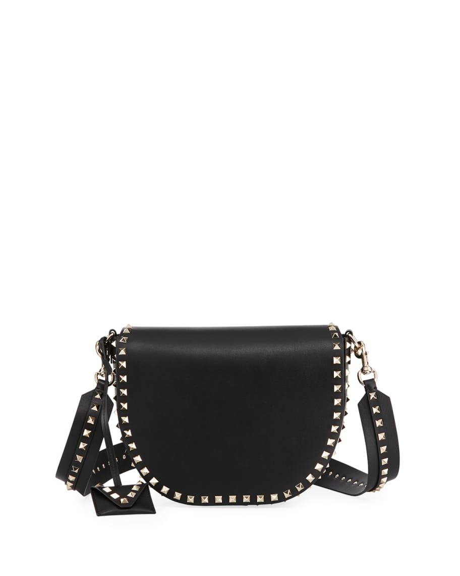 Valentino Garavani Rockstud Leather Saddle Bag | Neiman Marcus