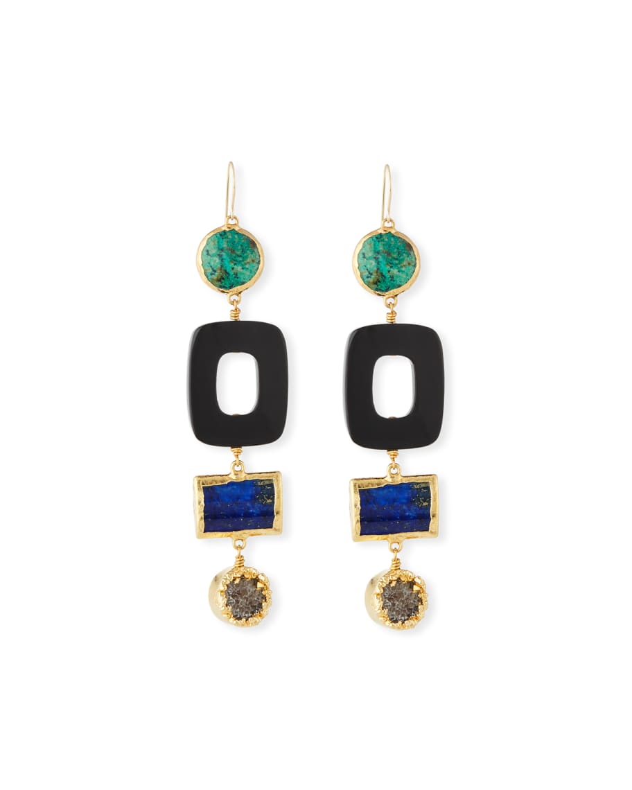 NEST Jewelry Turquoise & Black Horn Statement Earrings Neiman Marcus