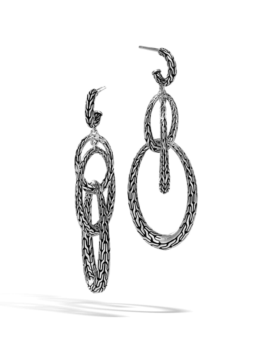 John Hardy Classic Chain Silver Drop Oval Earrings | Neiman Marcus