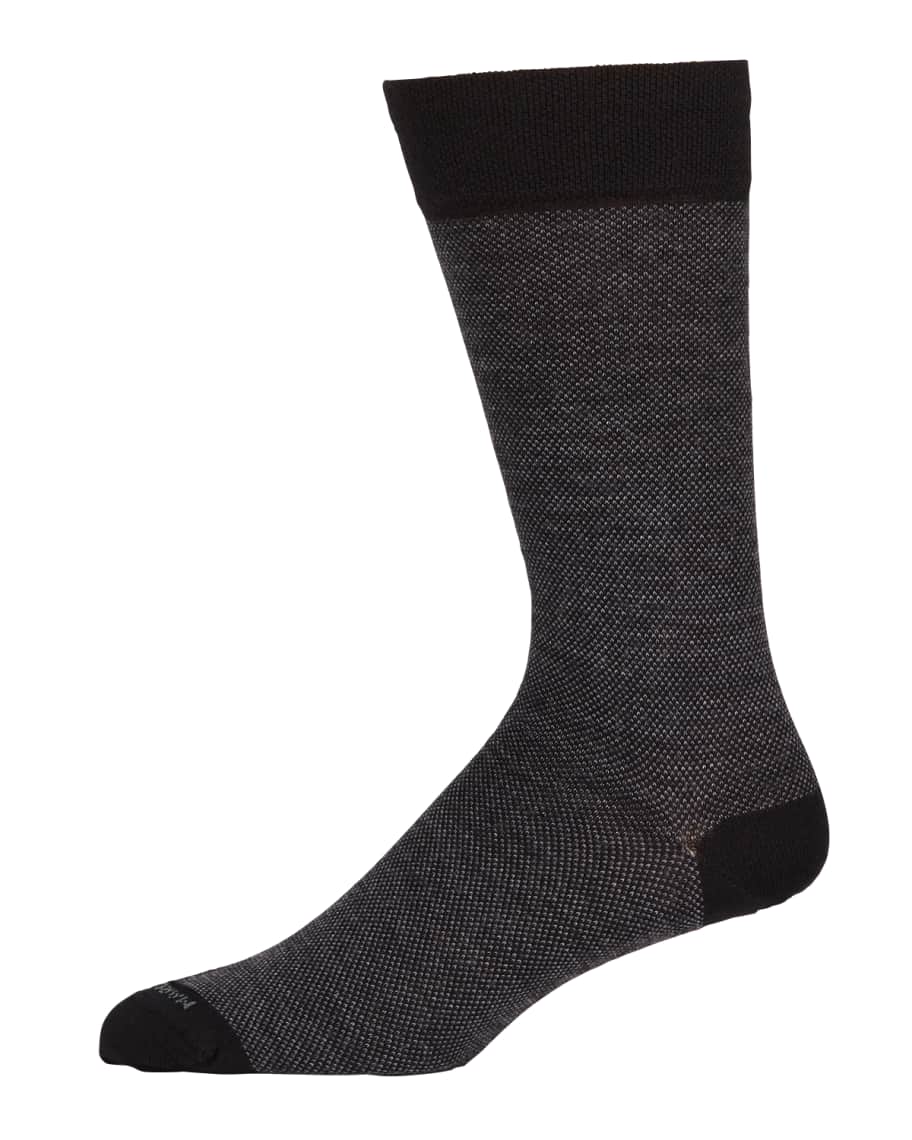 Marcoliani Men's Micro-Pattern Wool-Blend Socks | Neiman Marcus